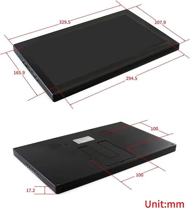 Alt view image 7 of 7 - waveshare 13.3inch Capacitive Touch Screen LCD V1, with Case and Toughened Glass Cover, 1920×1080, HDMI, IPS,