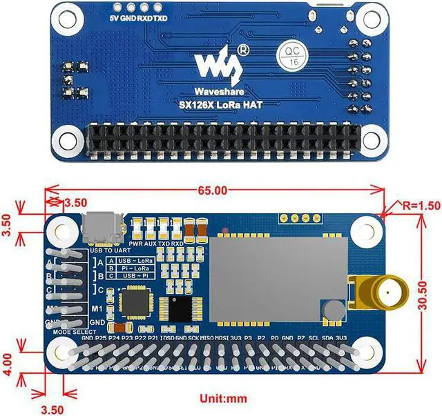 Alt view image 6 of 7 - SX1262 LoRa HAT for Raspberry Pi 915MHz Frequency Band Data Transmission up to 5km Support Auto Repeating to Transmit Longer Wake on Radio Wireless Config Carrier Sensing Communication Key