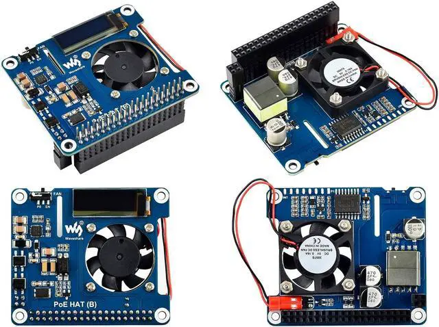 Alt view image 2 of 7 - waveshare POE HAT (B) for Raspberry Pi 4B/3B+,Power Over Ethernet HAT,Support 802.3af PoE Network,802.3af Power-Sourcing Equipment Required