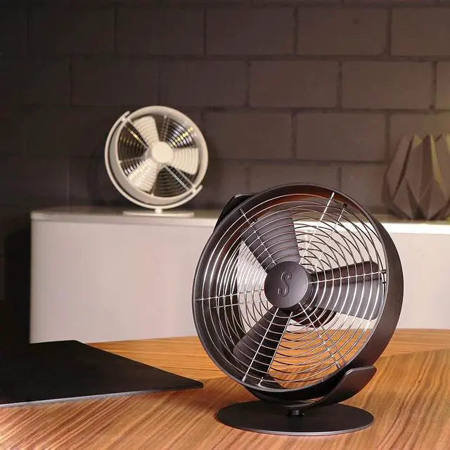 Alt view image 2 of 2 - Stadler Form portable desk fan Tim, cools quietly with variable speed control, USB cable, ideal for bedroom, office, and on the go, black