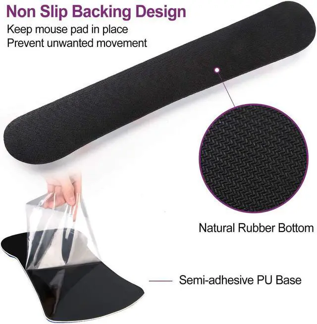 Alt view image 5 of 7 - ToLuLu Keyboard Wrist Rest Pad Ergonomic Mouse Pad Set, Mouse Pad for Computer Laptop, Non Slip Mousepad Keyboard Wrist Support with Raised Memory Foam for Easy Typing Pain Relief, Purple Butterfly