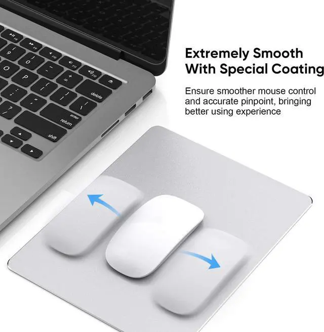 Alt view image 3 of 7 - Mouse Pad Silver Hard Metal Aluminum Mouse Pad Premium Dual-Side Waterproof Fast and Accurate Control Mousepad for Office Home and Gaming Small Size 9×7