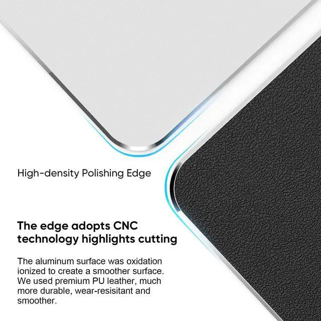 Alt view image 6 of 7 - Mouse Pad Silver Hard Metal Aluminum Mouse Pad Premium Dual-Side Waterproof Fast and Accurate Control Mousepad for Office Home and Gaming Small Size 9×7