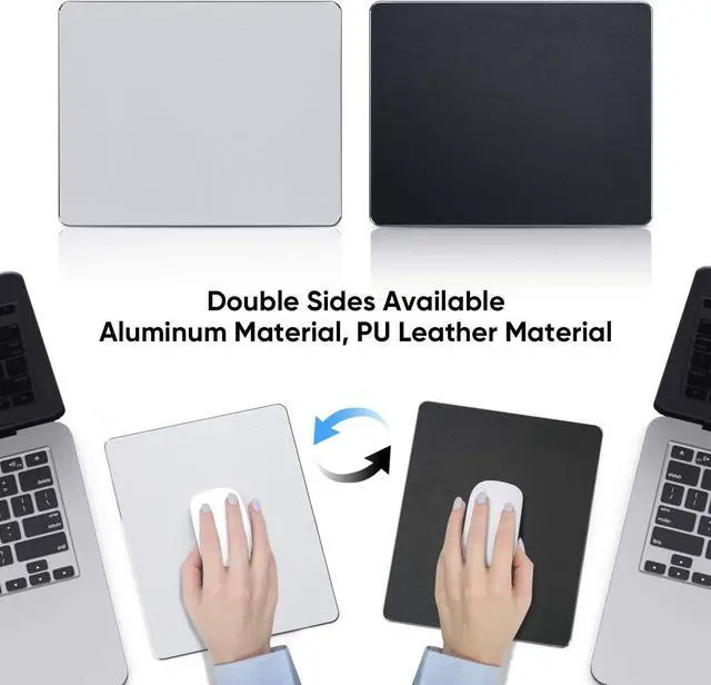 Alt view image 4 of 7 - Mouse Pad Silver Hard Metal Aluminum Mouse Pad Premium Dual-Side Waterproof Fast and Accurate Control Mousepad for Office Home and Gaming Small Size 9×7
