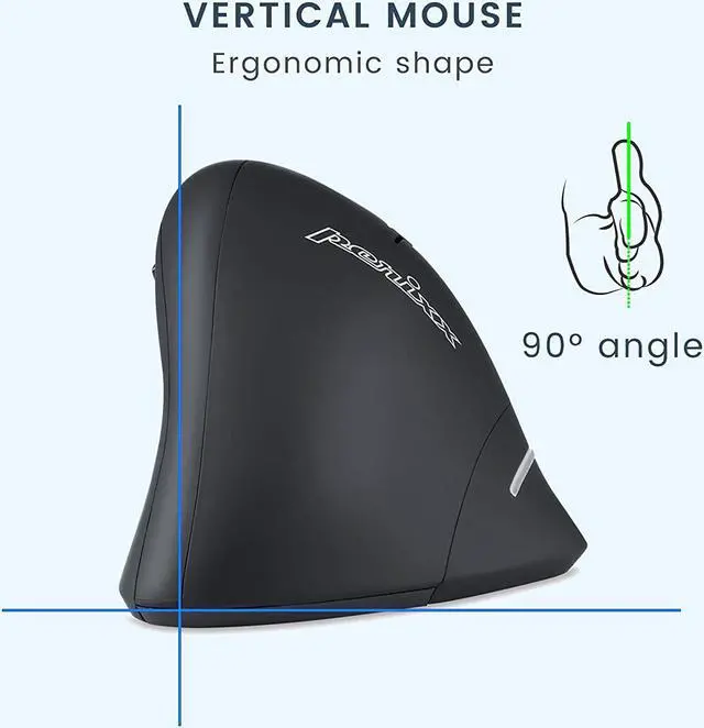 Alt view image 4 of 7 - Perixx PERIMICE-608 Wireless Vertical Mouse, 6 Button, 800/1000/1600 DPI, Right Handed Design