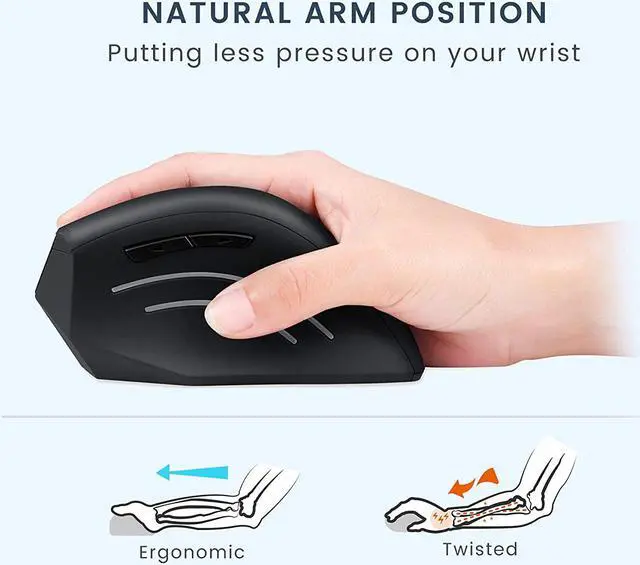 Alt view image 2 of 7 - Perixx PERIMICE-608 Wireless Vertical Mouse, 6 Button, 800/1000/1600 DPI, Right Handed Design