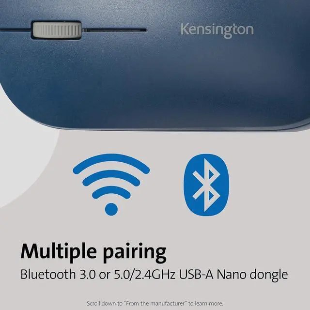 Alt view image 2 of 7 - Kensington SureTrack Dual Wireless Mouse- Blue (K75350WW)
