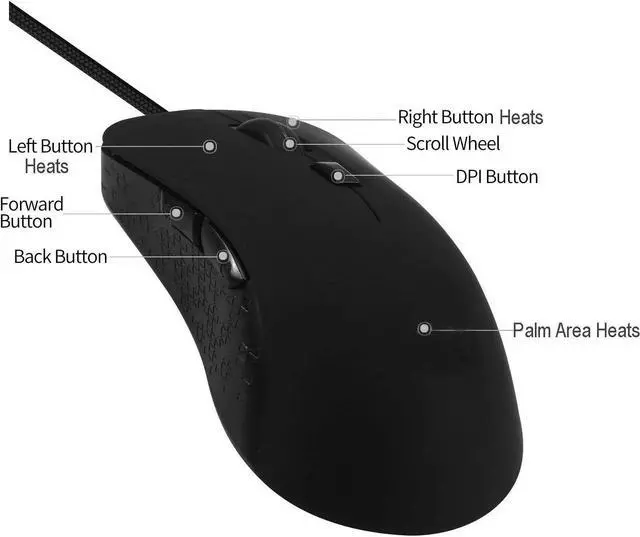 Alt view image 3 of 7 - Heated Mouse Quiet Click Heated Buttons Universal Size (Solid Black)