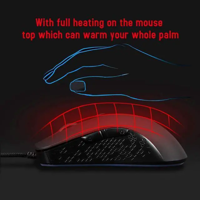 Alt view image 7 of 7 - Heated Mouse Quiet Click Heated Buttons Universal Size (Solid Black)