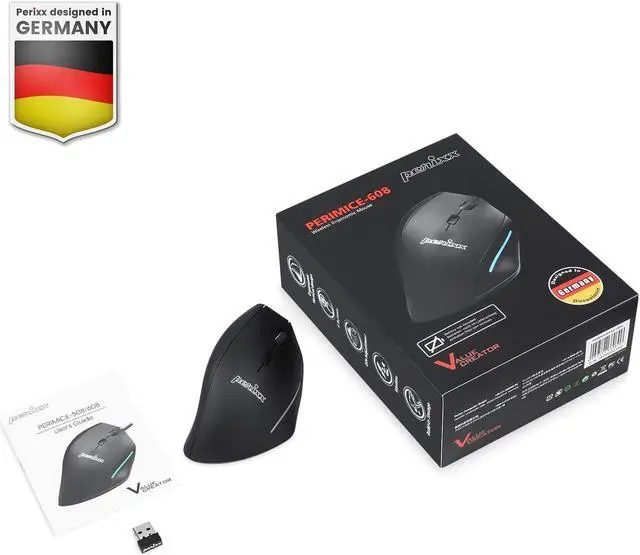 Alt view image 7 of 7 - Perixx PERIMICE-608 Wireless Vertical Mouse, 6 Button, 800/1000/1600 DPI, Right Handed Design