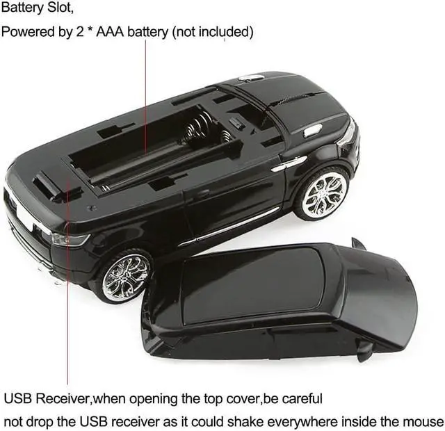 Alt view image 3 of 7 - 3C Light Car Mouse Wireless 2.4GHz Cool Sport SUV Car Shape Mouse Optical Mice 1600 DPI with USB Receiver Suitable for PC/Computer/Laptop (Black)