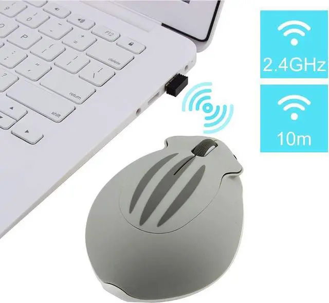 Alt view image 4 of 7 - Cute Hamster Mouse,Wireless Mouse 2.4 Ghz 1200 DPI Less Noise Cartoon Animal Shape Portable Optical Mice with USB Receiver for Notebook Windows Computer PC Laptop Gift Kids(Gray)