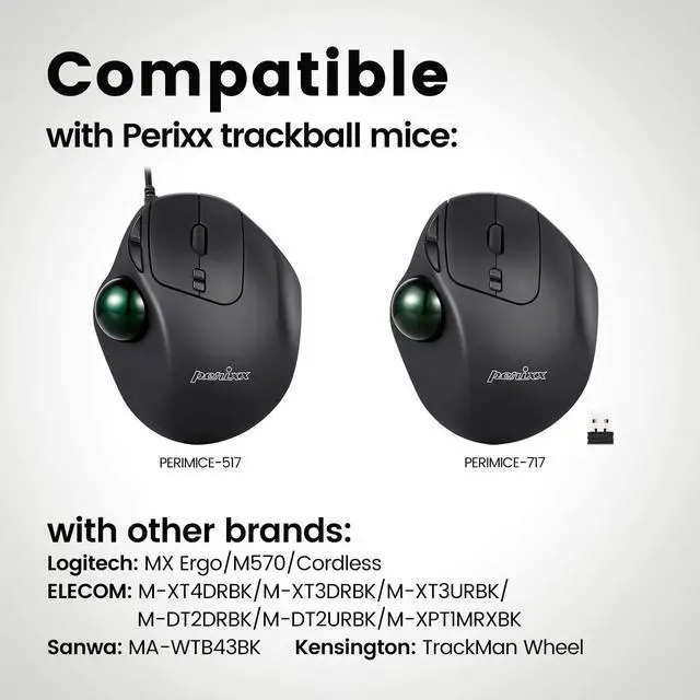 Alt view image 4 of 7 - Perixx Peripro-303GLG Trackball, 1.34 Inch Replacement Ball for Perimice and M570, Glossy Green