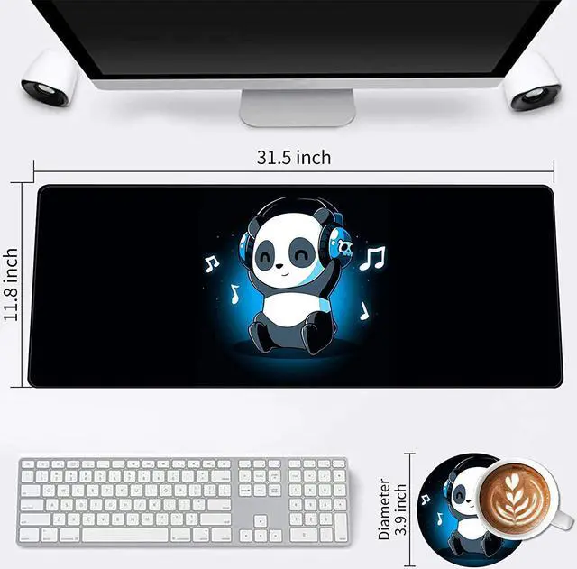 Alt view image 2 of 6 - Extended Large Gaming Mouse Pad with Stitched Edges, XXL Mouse Pad Large (31.5x11.8 Inch) w/ Brilliant Design, Desk Mat Keyboard Pad with Anti Slip Base, Multifunctional Desk Pad - Music Panda