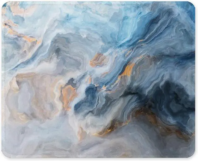 Main image of Mouse Pad 12 x 10 in Art Marble Theme Computer Mouse Pad for Desk Premium-Textured Non-Slip Rubber Stitched Edges Waterproof Square Mouse Mat for Gaming Work Wireless Mice Blue