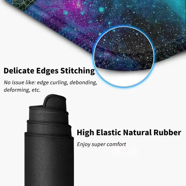Alt view image 4 of 6 - Extended Large Gaming Mouse Pad with Stitched Edges, XXL Mouse Pad Large (31.5x11.8 Inch) w/ Brilliant Design, Desk Mat Keyboard Pad with Anti Slip Base, Multifunctional Desk Pad - Galaxy Turtle