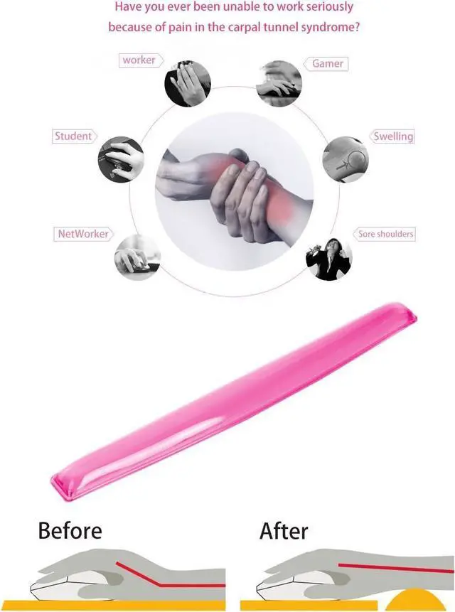 Alt view image 3 of 6 - Gel Keyboard & Mouse Wrist Rest Set - Keyboard Wrist Rest Pad & Mouse Support for Office Gaming Pad Computer Laptop Ergonomic Comfortable Pain Relief-Pink Pad Set