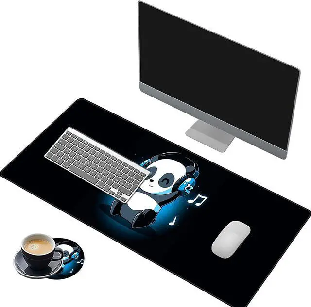 Alt view image 6 of 6 - Extended Large Gaming Mouse Pad with Stitched Edges, XXL Mouse Pad Large (31.5x11.8 Inch) w/ Brilliant Design, Desk Mat Keyboard Pad with Anti Slip Base, Multifunctional Desk Pad - Music Panda