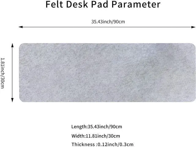 Alt view image 4 of 7 - DawnTrees Felt Desk Pad Keyboard Mat (35.5x12Inches) Large Felt Mouse Pad Computer Desk Mat XL Desk Protector for Office (Light Gray)