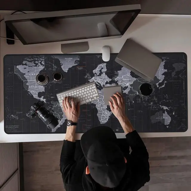 Alt view image 3 of 7 - HD Map Gaming Mouse Pad XX Large Mouse Pads 35.4X15.74 in Extended Computer Mouse Mat for Wireless Mouse Keyboard with Stitched Edges Waterproof Non-Slip Base Mousepads for Office Home Game Lovers