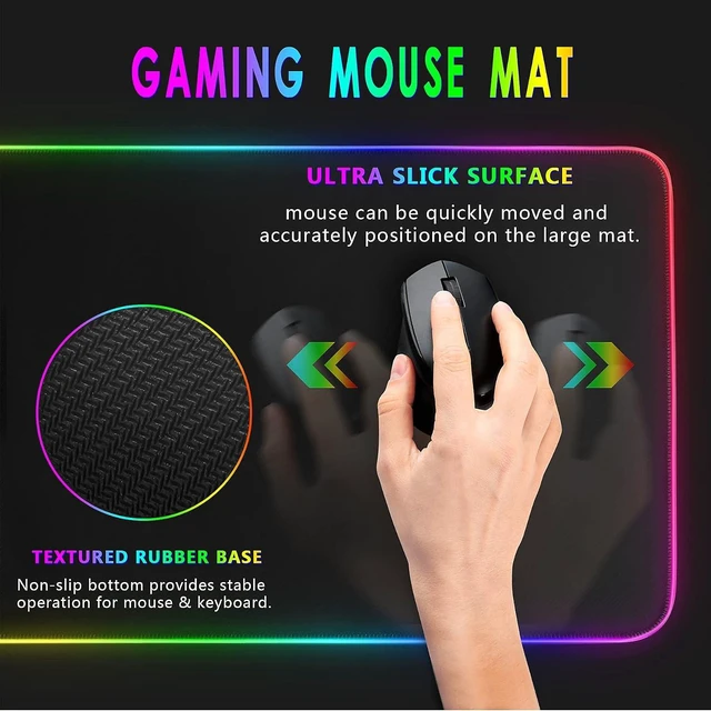 Alt view image 4 of 7 - 31.5"X12" RGB Gaming Mouse Pad, Large LED Mousepad with 11 Lighting Modes, Soft Non-Slip Rubber Base Mouse Mat for Computer Desk Keyboard, Waterproof XL Gaming Mousepad.
