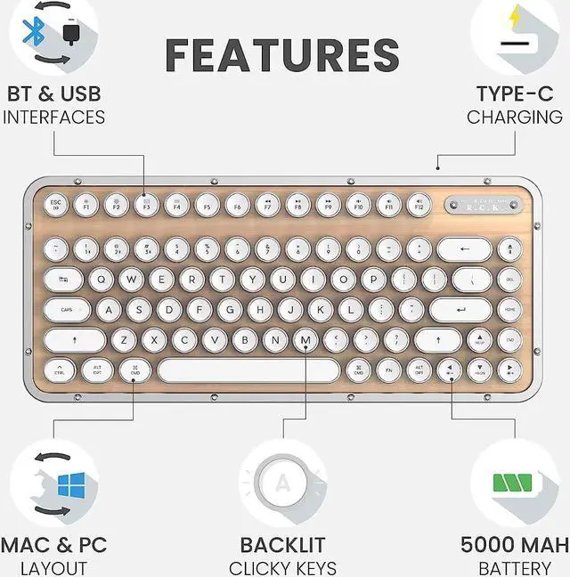 Alt view image 7 of 7 - Azio Retro Compact Keyboard