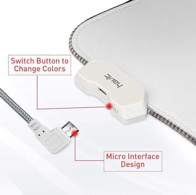 Alt view image 3 of 7 - Havit RGB Gaming Mouse Pad Soft Non-Slip Rubber Base Mouse Mat for Laptop Computer PC Games (31.5 X 11.8 X 0.16 inches, White)