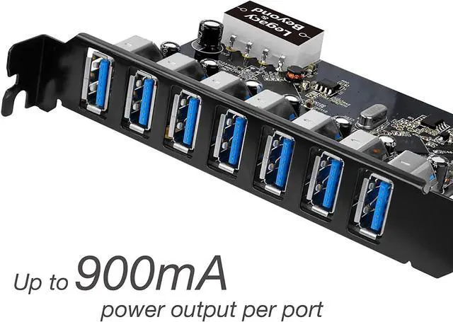 Alt view image 3 of 7 - Legacy and Beyond Series PCIe to USB 3.0 7-Port PCI Express Card (External PCIe Host Card), Supports UASP