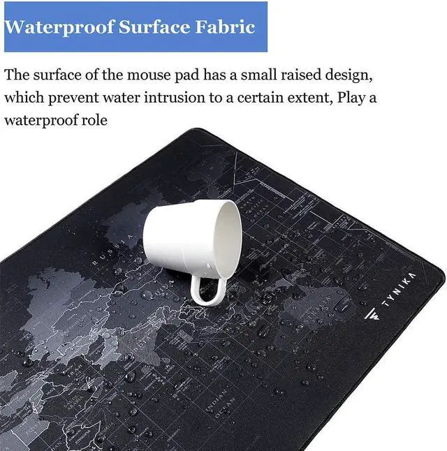 Alt view image 4 of 7 - TYNIKA Extended Large Gaming Mouse Pad (35.4x15.7 in, Worldmap) - XXL Mousepad with Anti Fray Stitched Edges & Non-Slip Rubber Base - Desk Pad Protector / Waterproof Mouse Mat for Work & Gaming