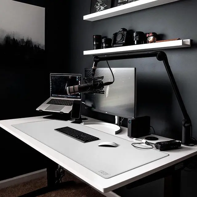 Alt view image 2 of 7 - Cacoy Leather Desk Blotter Pad, 47.2" x 15.7" Oversized Mouse Pad XXL, Extended Computer Mouse Mat, Desk Writing Pad for Office, Home, Gaming (White)