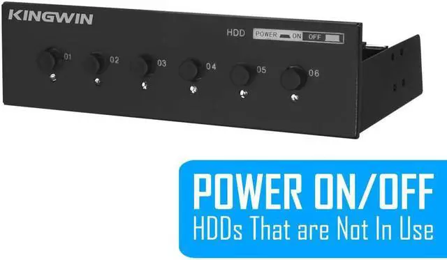 Main image of Kingwin Hard Drive Power Switch Module for 2.5 inch/3.5 inch SATA HDD/SSD. Optimized for SSD, Power On or Off HDDs as Wish, Controls up to Six HDDs, and Provide Longevity to Your Hard Drives