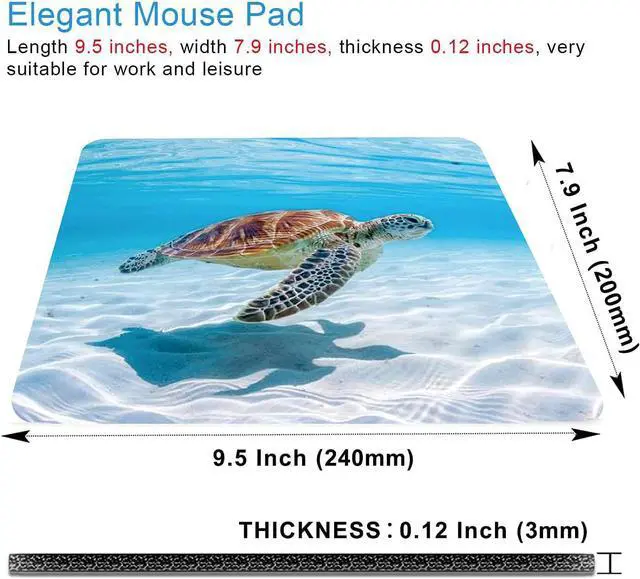 Alt view image 2 of 6 - Sea Turtle Mouse Pad Non-Slip Rubber Base Gaming MousePads for Computers Laptop Office Cute Mouse Pads with Designs for Women 9.5x7.9x0.12 Inch(240mm x 200mm x 3mm)