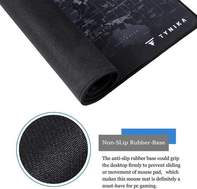 Alt view image 5 of 7 - TYNIKA Extended Large Gaming Mouse Pad (35.4x15.7 in, Worldmap) - XXL Mousepad with Anti Fray Stitched Edges & Non-Slip Rubber Base - Desk Pad Protector / Waterproof Mouse Mat for Work & Gaming