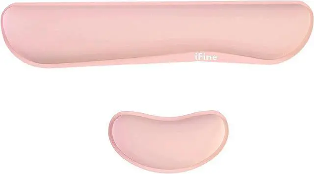 Main image of iFine Upgrade Cleanable PU Leather Keyboard Wrist Rest Pad & Mouse Wrist Cushion Support for School, Office, Home, Computer, Laptop, Mac, Waterproof Lightweight Comfortable Pain Relief Typing -Pink