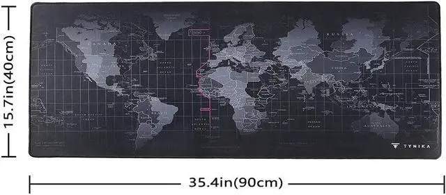 Alt view image 2 of 7 - TYNIKA Extended Large Gaming Mouse Pad (35.4x15.7 in, Worldmap) - XXL Mousepad with Anti Fray Stitched Edges & Non-Slip Rubber Base - Desk Pad Protector / Waterproof Mouse Mat for Work & Gaming