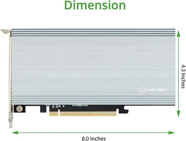 Alt view image 5 of 5 - Quad M.2 NVMe Ports to PCIe 3.0 x16 Bifurcation Riser Controller - Support Non-Bifurcation Motherboard