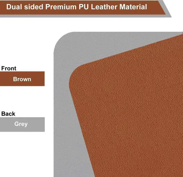 Alt view image 3 of 6 - Dual Sided PU Leather Desk Pad, Mouse Pad, Office Desk Mat, Non-Slip Laptop Desk Pad, Waterproof Desk Writing Pad for Office and Home (23.6" x 11.8", Brown+Silver)