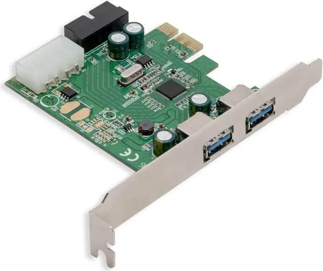 Alt view image 3 of 7 - Syba 2 External USB 3.0 Port and 19 Pin Internal Header PCIe 2.0 x1  4 Port USB 3.0 PCI-Express x1 Renesas D720201 Chipset Molex Power Input