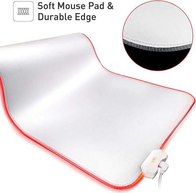 Alt view image 4 of 7 - Havit RGB Gaming Mouse Pad Soft Non-Slip Rubber Base Mouse Mat for Laptop Computer PC Games (31.5 X 11.8 X 0.16 inches, White)
