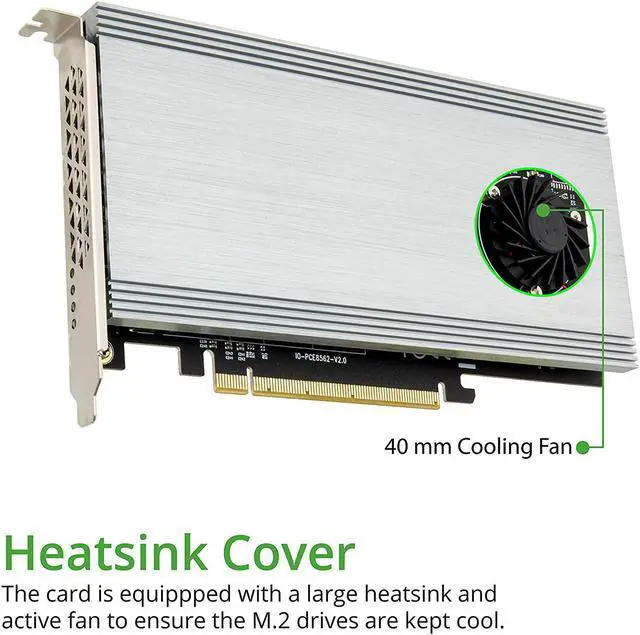 Alt view image 4 of 5 - Quad M.2 NVMe Ports to PCIe 3.0 x16 Bifurcation Riser Controller - Support Non-Bifurcation Motherboard