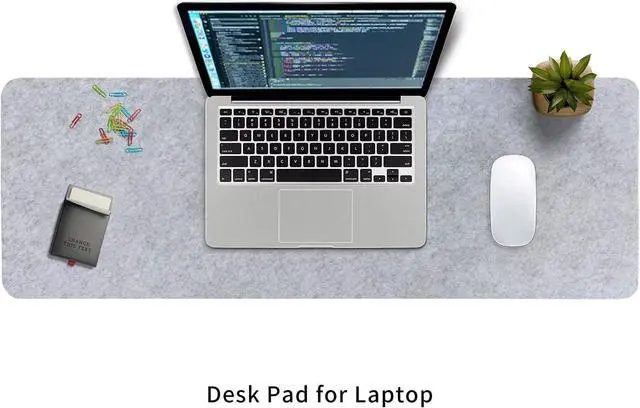 Alt view image 5 of 7 - DawnTrees Felt Desk Pad Keyboard Mat (35.5x12Inches) Large Felt Mouse Pad Computer Desk Mat XL Desk Protector for Office (Light Gray)