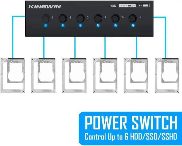 Alt view image 4 of 6 - Kingwin Hard Drive Power Switch Module for 2.5 inch/3.5 inch SATA HDD/SSD. Optimized for SSD, Power On or Off HDDs as Wish, Controls up to Six HDDs, and Provide Longevity to Your Hard Drives