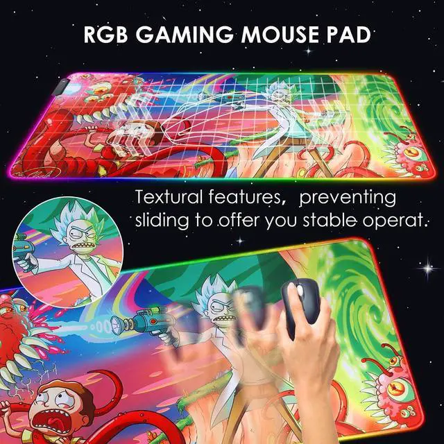 Alt view image 6 of 6 - RGB Mouse Pad LED Light Gaming Mouse Pad with Rubber Base Colorful Computer Carpet Desk Mat for PC Laptop (31.5 11.8 inch) (80x30 rggun)