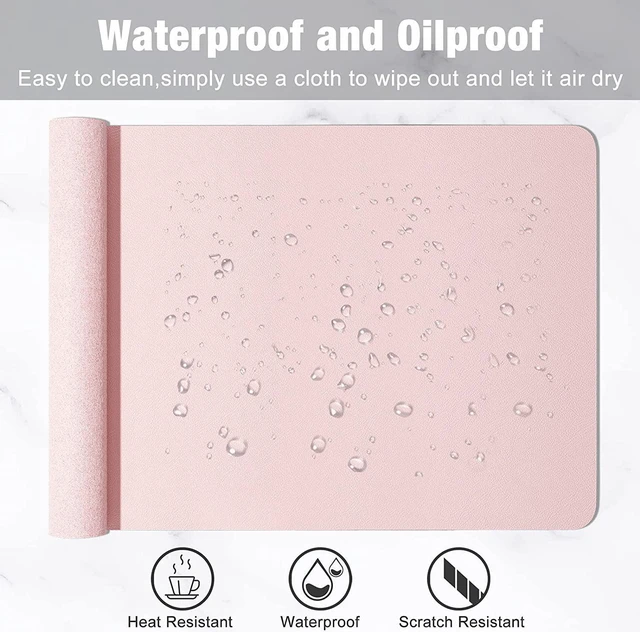 Alt view image 5 of 7 - Desk Pad 30 x 14 PU Leather Desk Mat XL Extended Mouse Pad Waterproof Desktop Blotter Protector Non-Slip Ultra Thin Large Laptop Keyboard Writing Mat for Office Home Pink