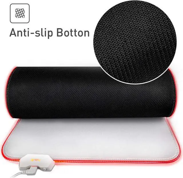 Alt view image 5 of 7 - Havit RGB Gaming Mouse Pad Soft Non-Slip Rubber Base Mouse Mat for Laptop Computer PC Games (31.5 X 11.8 X 0.16 inches, White)