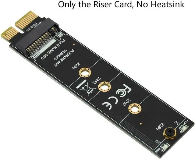 Alt view image 3 of 7 - JMT PCI-E PCI Express 3.0 X1 to M.2 M Key Interface NVMe SSD PCIE M.2 Riser Card Adapter Heatsink SSD 2230 2242 2260 2280 Full Speed (with Silver Heatsink)