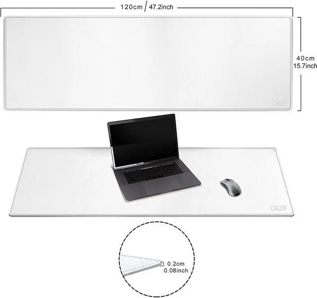 Alt view image 4 of 7 - Cacoy Leather Desk Blotter Pad, 47.2" x 15.7" Oversized Mouse Pad XXL, Extended Computer Mouse Mat, Desk Writing Pad for Office, Home, Gaming (White)