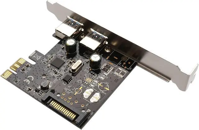Alt view image 6 of 7 - Syba USB 3.0 PCI-E x1 Adapter Card, 2 External USB 3.0 Type A Ports, Requires SATA Power, Renesas Chipset - SD-PEX20160