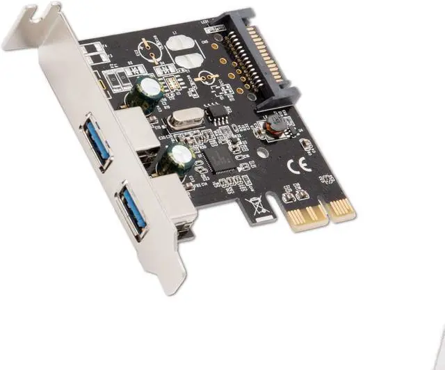 Alt view image 2 of 7 - Syba USB 3.0 PCI-E x1 Adapter Card, 2 External USB 3.0 Type A Ports, Requires SATA Power, Renesas Chipset - SD-PEX20160