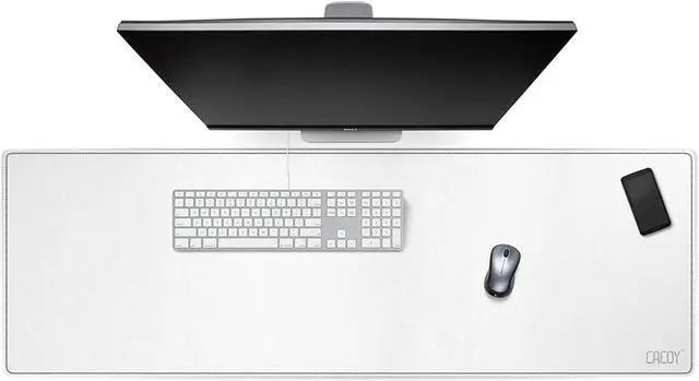 Main image of Cacoy Leather Desk Blotter Pad, 47.2" x 15.7" Oversized Mouse Pad XXL, Extended Computer Mouse Mat, Desk Writing Pad for Office, Home, Gaming (White)